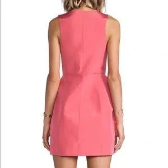 Tibi Flamingo Pink Silk Faille Sleeveless Dress - Picture 6 of 6